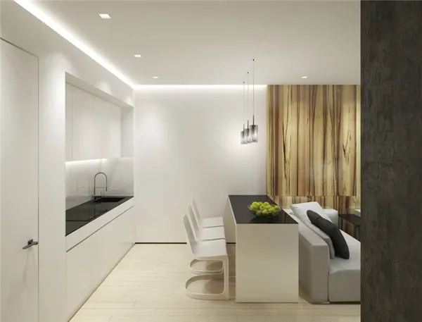 кухонная зона квартиры в стиле минимализма