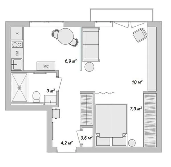 квартира площадью 36-37 кв м: планировка, зонирование, выбор оформления, дизайн. дизайн 1 комнатной квартиры 37 кв м. 2