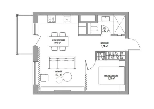 квартира площадью 36-37 кв м: планировка, зонирование, выбор оформления, дизайн. дизайн 1 комнатной квартиры 37 кв м. 3