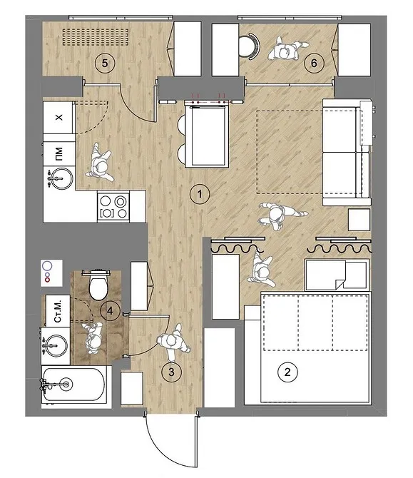 квартира площадью 36-37 кв м: планировка, зонирование, выбор оформления, дизайн. дизайн 1 комнатной квартиры 37 кв м. 16