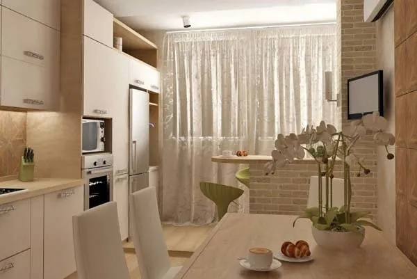 балкон, совмещенный с кухней — 100 фото идей дизайна. дизайн кухни с балконом. 52