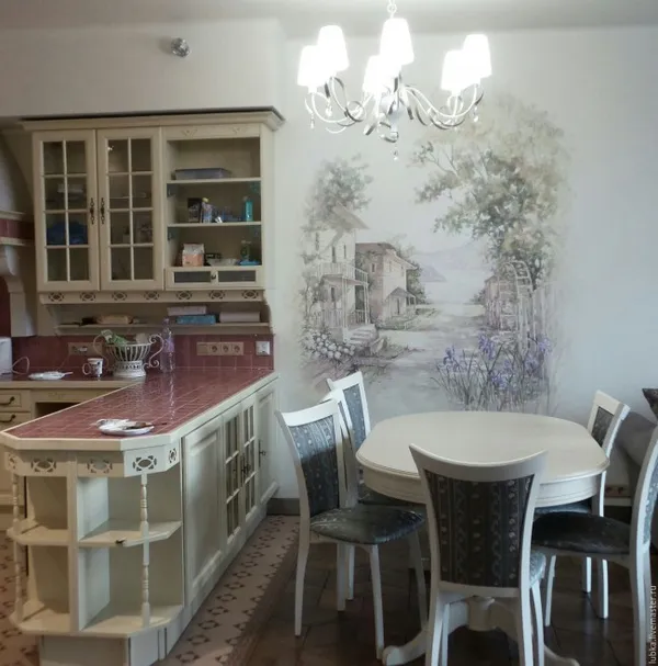 утонченные фрески в украшении кухонного интерьера. фрески в интерьере кухни. 16
