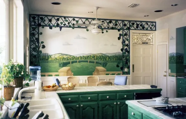 утонченные фрески в украшении кухонного интерьера. фрески в интерьере кухни. 24
