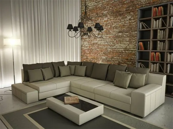 большой угловой диван для просторного помещения
