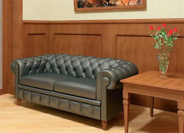 кожаный диванчик для прихожей в стиле неоклассика