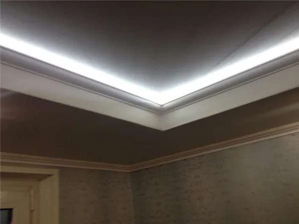 как сделать подсветку потолка с плинтусом для светодиодной ленты. потолочный плинтус с подсветкой. 17