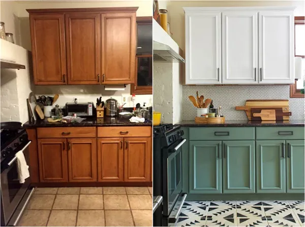 старая кухня до и после окрашивания
