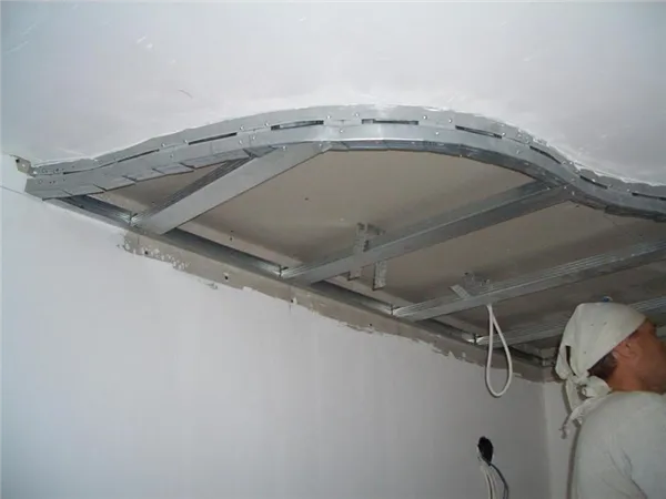 двухуровневый потолок из гипсокартона с подсветкой