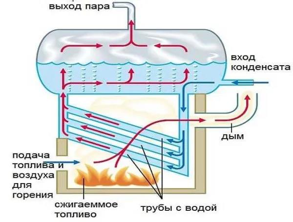 структурная схема котла для парового отопления