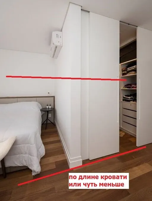 оптимальные размеры гардеробной комнаты в спальне