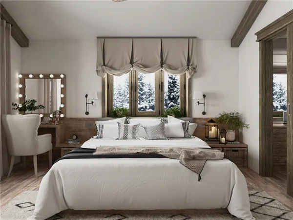 красивая спальня в стиле шале фото 