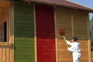 фото: необычная покраска фасада из бруса