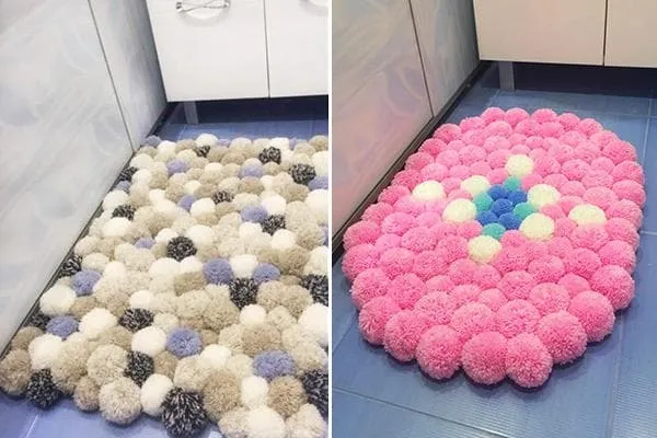 коврики из помпонов для ванной