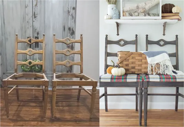 старый стул до и после реставрации