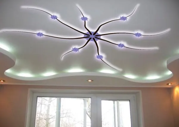 создание парящего потолка из гипсокартона со световыми линями. потолок из гипсокартона с подсветкой. 10