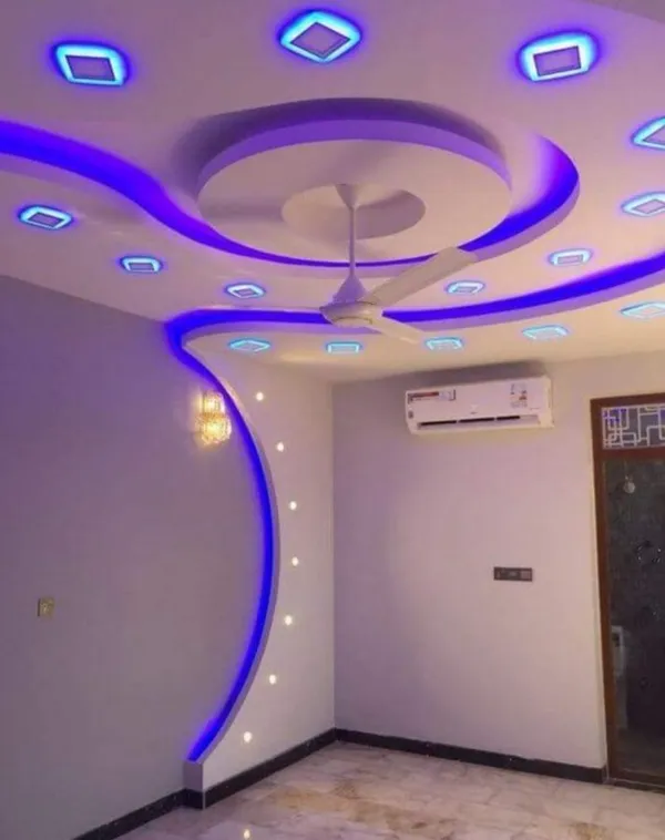 создание парящего потолка из гипсокартона со световыми линями. потолок из гипсокартона с подсветкой. 9