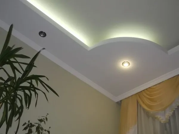 создание парящего потолка из гипсокартона со световыми линями. потолок из гипсокартона с подсветкой. 2