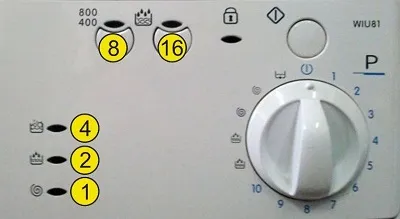 индикация кода ошибки стиральных машин indesit светодиодами: блок управления low-end