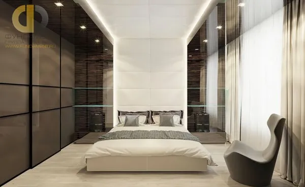 дизайн спальни 15 кв. м в современном стиле. фото интерьера