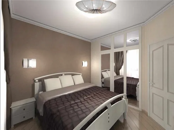 пример светлого стиля спальни 15 кв.м