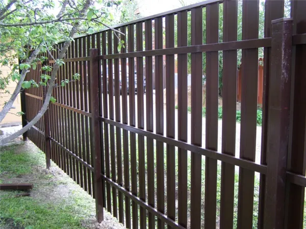 забор из металлического штакетника (евроштакетника) своими руками. забор из металлического штакетника фото. 2