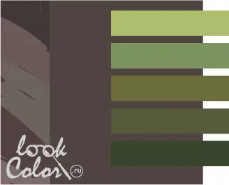 сочетание серо-коричневого цвета (тауп) с теплым зеленым