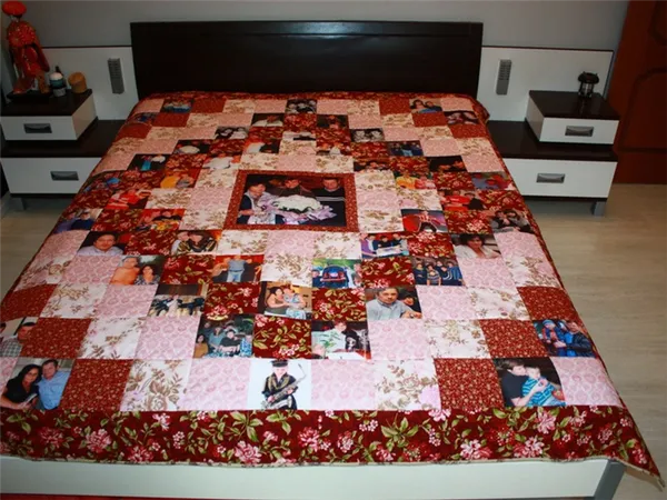 лоскутное одеяло из фото и квадратов