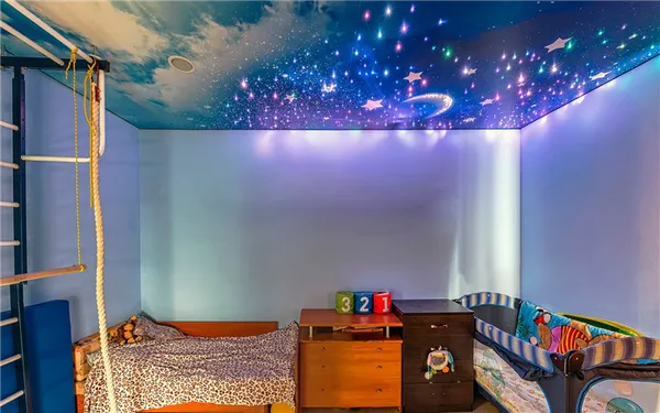 звездное небо на потолке в детской