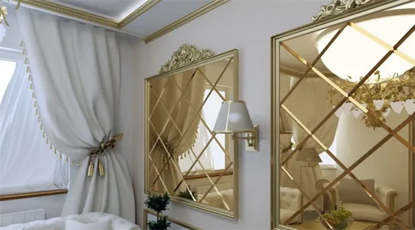 зеркальное панно на стену: обычное зеркало, плитка с фацетом, идеи, фото. зеркальное панно в интерьере. 18
